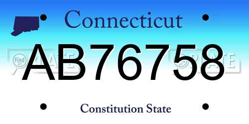 AB76758 Connecticut License Plate