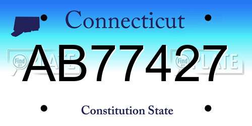 AB77427 Connecticut License Plate