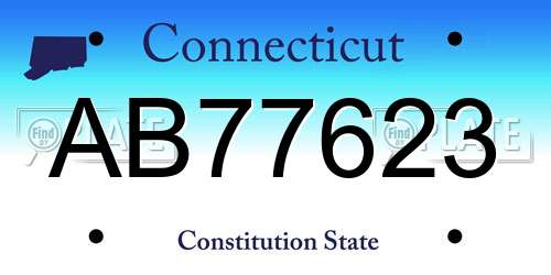 AB77623 Connecticut License Plate