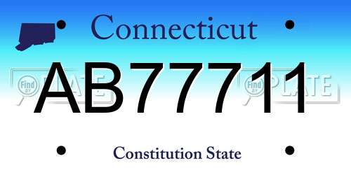 AB77711 Connecticut License Plate