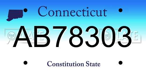 AB78303 Connecticut License Plate