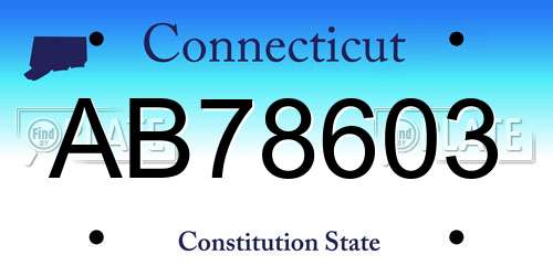 AB78603 Connecticut License Plate