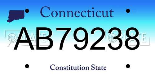 AB79238 Connecticut License Plate