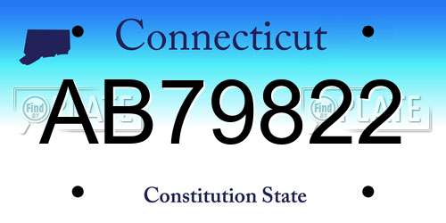 AB79822 Connecticut License Plate