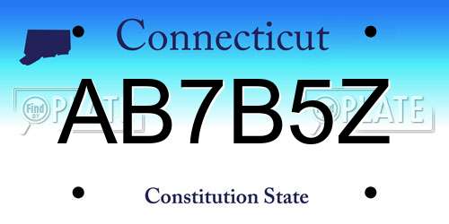 AB7B5Z Connecticut License Plate