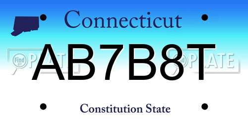 AB7B8T Connecticut License Plate