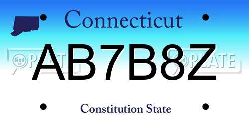 AB7B8Z Connecticut License Plate