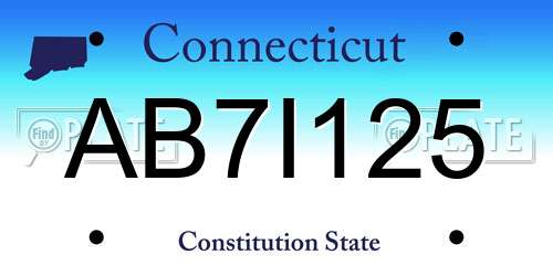 AB7I125 Connecticut License Plate