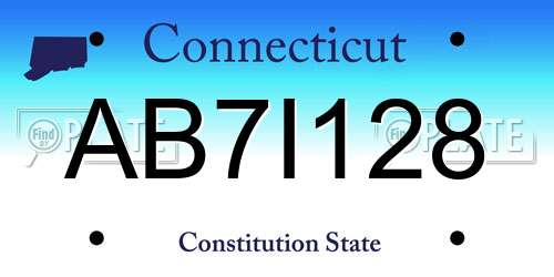AB7I128 Connecticut License Plate