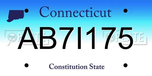 AB7I175 Connecticut License Plate