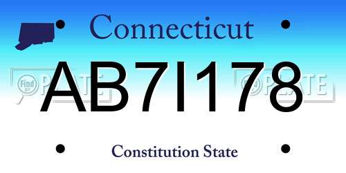 AB7I178 Connecticut License Plate