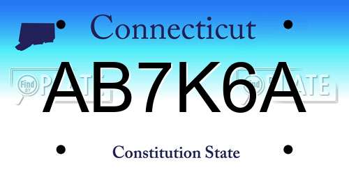 AB7K6A Connecticut License Plate