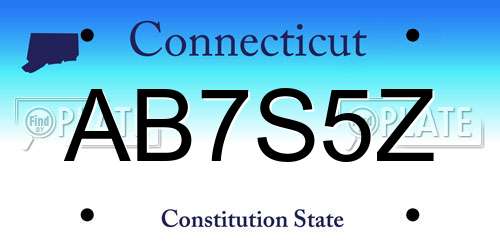AB7S5Z Connecticut License Plate