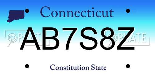 AB7S8Z Connecticut License Plate