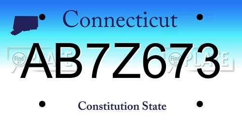 AB7Z673 Connecticut License Plate