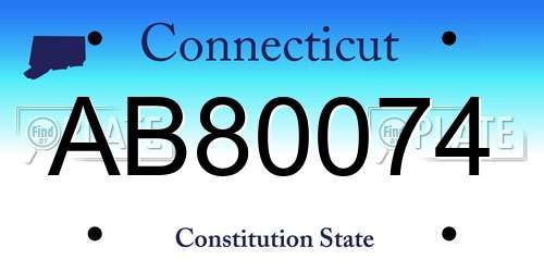 AB80074 Connecticut License Plate