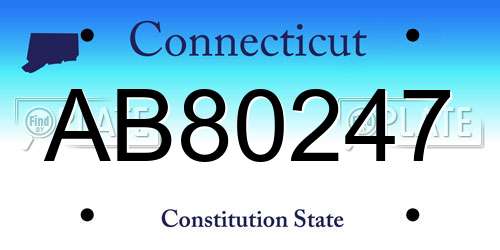 AB80247 Connecticut License Plate