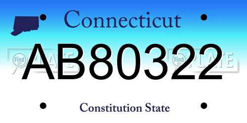 AB80322 Connecticut License Plate