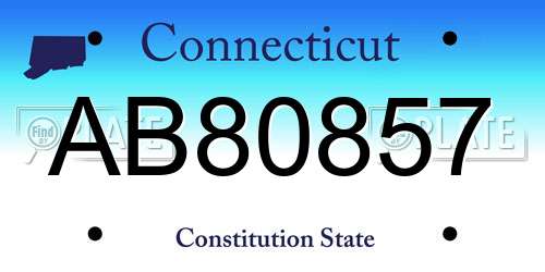 AB80857 Connecticut License Plate