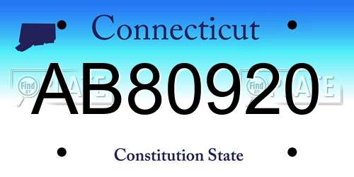 AB80920 Connecticut License Plate