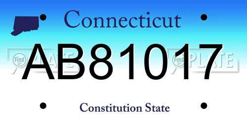 AB81017 Connecticut License Plate
