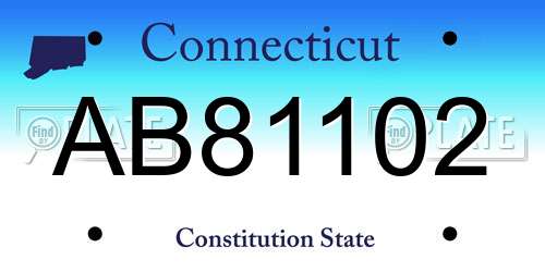 AB81102 Connecticut License Plate