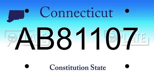 AB81107 Connecticut License Plate