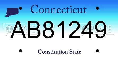 AB81249 Connecticut License Plate