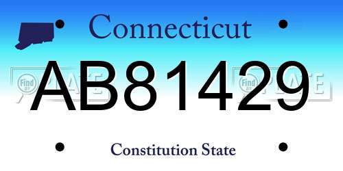 AB81429 Connecticut License Plate