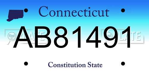 AB81491 Connecticut License Plate