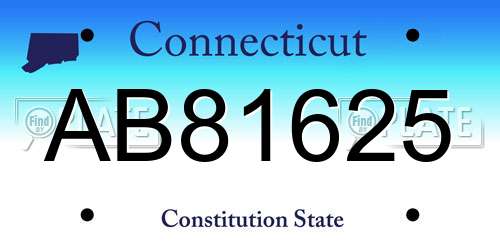 AB81625 Connecticut License Plate