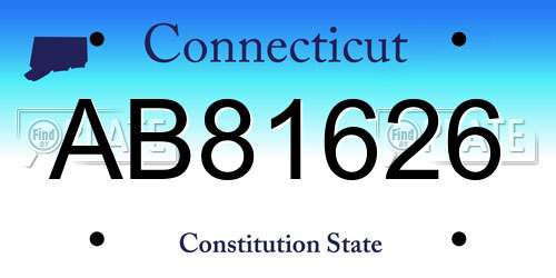 AB81626 Connecticut License Plate