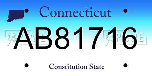 AB81716 Connecticut License Plate