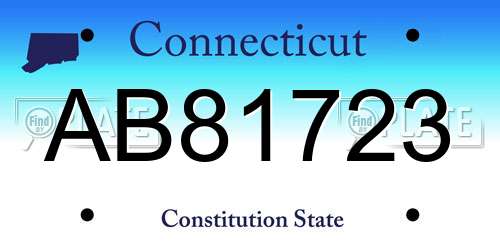 AB81723 Connecticut License Plate