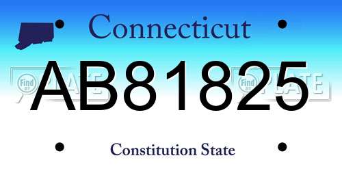 AB81825 Connecticut License Plate