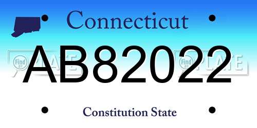 AB82022 Connecticut License Plate