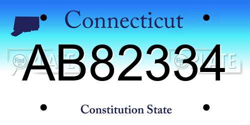 AB82334 Connecticut License Plate