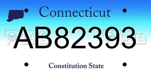 AB82393 Connecticut License Plate