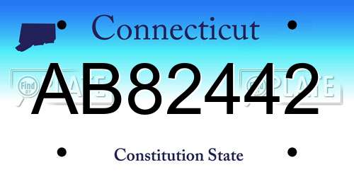 AB82442 Connecticut License Plate
