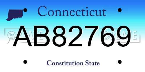 AB82769 Connecticut License Plate