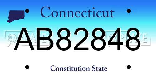 AB82848 Connecticut License Plate
