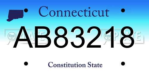 AB83218 Connecticut License Plate