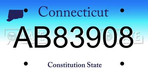 AB83908 Connecticut License Plate