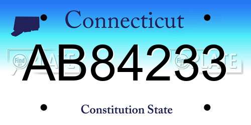 AB84233 Connecticut License Plate