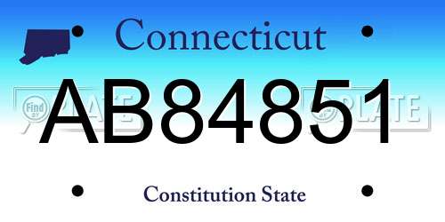 AB84851 Connecticut License Plate