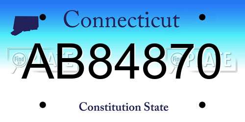 AB84870 Connecticut License Plate