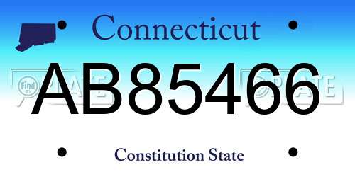 AB85466 Connecticut License Plate