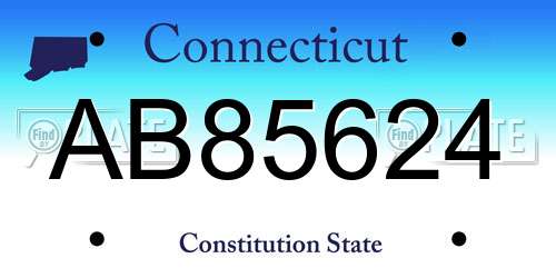 AB85624 Connecticut License Plate