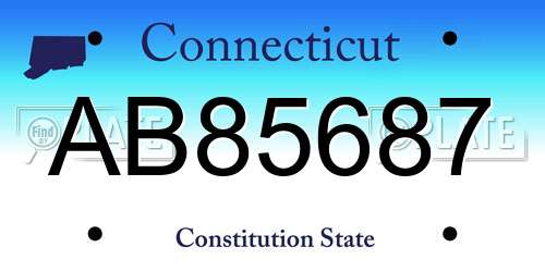 AB85687 Connecticut License Plate