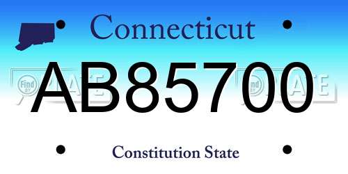 AB85700 Connecticut License Plate